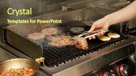  Presentation with restaurant kitchen - Beautiful PPT layouts featuring dirty food - real kitchen of bar backdrop and a tawny brown colored foreground