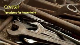  Presentation with hand tools - Colorful slide deck enhanced with dirty hands - hand tools backdrop and a tawny brown colored foreground