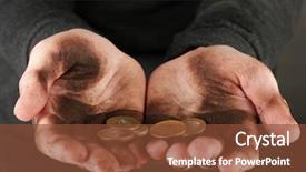  Presentation with homeless - Theme consisting of dirty hands - homeless man holding a coins background and a  colored foreground