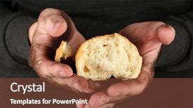  Presentation with homeless - Presentation theme having dirty hands - homeless man holding a white background and a tawny brown colored foreground