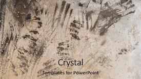  Presentation with human - Cool new PPT layouts with dirty imprints of human hands backdrop and a coral colored foreground