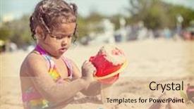  Presentation with sand - Beautiful slide set featuring dirty lake - young girl playing backdrop and a lemonade colored foreground