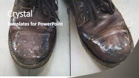  Presentation with leather - PPT theme enhanced with leather men's winter boots background and a dark gray colored foreground