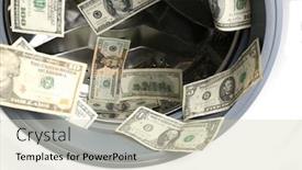  Presentation with machine - Theme consisting of dirty money in washing machine close up background and a soft green colored foreground
