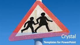  Presentation with children - PPT theme consisting of dirty old children crossing road background and a teal colored foreground