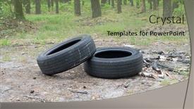  Presentation with tires - Slides with dirty-old-rubber-tires background and a seafoam green colored foreground