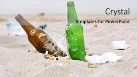 Presentation with garbage - Colorful slide set enhanced with dirty river - garbage on the beach backdrop and a lemonade colored foreground