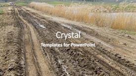  Presentation with dirt - Presentation design enhanced with dirty road after rain background and a coral colored foreground