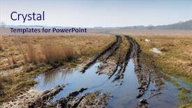  Presentation with dirt - Slide deck with dirty roads - dirt road in steppe background and a lemonade colored foreground