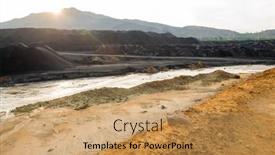  Presentation with desolation - PPT theme with dirty-soil-and-polluted-water background and a yellow colored foreground