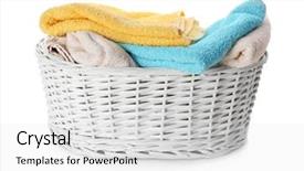  Presentation with laundry - Amazing slide deck having dirty towel - basket with laundry on white backdrop and a white colored foreground