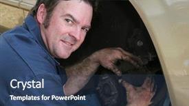  Presentation with mechanic - Audience pleasing presentation theme consisting of stack of many different kinds of plates backdrop and a coral colored foreground