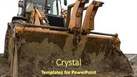  Presentation with bulldozer - PPT theme featuring dirty yellow bulldozer isolated background and a tawny brown colored foreground