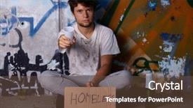  Presentation with homeless - Amazing presentation theme having blessed are poor - dirty young homeless guy asking backdrop and a tawny brown colored foreground
