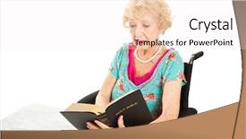  Presentation with reading bible - Slide deck with disabality - disabed senior woman in wheelchair background and a sky blue colored foreground