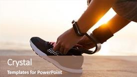  Presentation with prosthetic leg - Cool new PPT layouts with disability athletics - close up of disabled athlete backdrop and a coral colored foreground