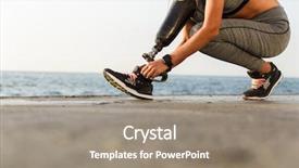  Presentation with prosthetic leg - PPT layouts having disability athletics - cropped image of disabled athlete background and a gray colored foreground