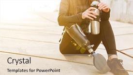  Presentation with prosthetic leg - Cool new presentation theme with disability athletics - cropped photo of athletic disabled backdrop and a lemonade colored foreground