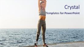  Presentation with prosthetic leg - Amazing PPT theme having disability athletics - full length of confident disabled backdrop and a sky blue colored foreground