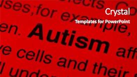  Presentation with autism awareness - Slides having disability awareness - newspaper article with detailed word background and a crimson colored foreground