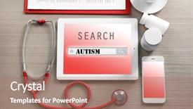  Presentation with children disability - Slide deck with disability awareness - red stethoscope with tablet background and a coral colored foreground