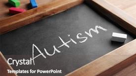  Presentation with autism - Theme having disability awareness - word autism written on blackboard background and a dark gray colored foreground