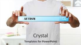  Presentation with autism children - PPT theme with disability awareness - young man working with virtual background and a light gray colored foreground