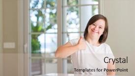  Presentation with down syndrome special education - PPT theme consisting of disability rights - down syndrome woman at home background and a  colored foreground
