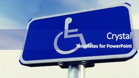  Presentation with highway road sign - PPT theme enhanced with disability rights - traffic laws and highway code background and a royal blue colored foreground