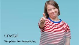  Presentation with down syndrome children disability school - Theme with disability rights - young adult woman with down background and a  colored foreground