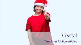  Presentation with success - PPT theme consisting of disability rights - young adult woman with down background and a  colored foreground