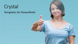  Presentation with down syndrome special education - Presentation theme consisting of disability rights - young adult woman with down background and a  colored foreground