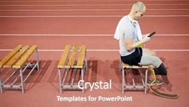  Presentation with disable person empowerment - Slide deck enhanced with disable sportsman without right leg background and a coral colored foreground