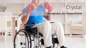  Presentation with boxer - Slide set featuring disabled boxer at wheelchair recovering from injury background and a soft green colored foreground
