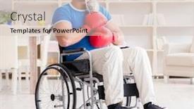  Presentation with injury - Amazing PPT theme having disabled-boxer-at-wheelchair-recovering backdrop and a soft green colored foreground
