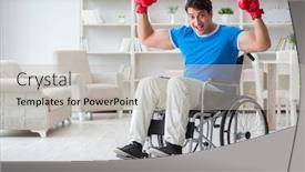  Presentation with boxer - Slide deck with disabled boxer at wheelchair recovering background and a light gray colored foreground