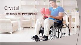  Presentation with boxer - Beautiful presentation featuring disabled boxer at wheelchair recovering from injury backdrop and a lemonade colored foreground
