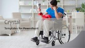  Presentation with boxer - Presentation design featuring disabled boxer at wheelchair recovering from injury background and a light gray colored foreground