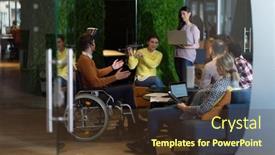  Presentation with virtual work - Audience pleasing PPT layouts consisting of disabled-businessman-in-a-wheelchair backdrop and a  colored foreground