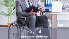  Presentation with electrical disabled vehicles - Slide deck featuring disabled-businessman-working background and a gray colored foreground
