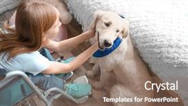  Presentation with disabled child - PPT theme consisting of disabled child - girl in wheelchair with service background and a violet colored foreground
