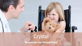  Presentation with disabled child - Amazing PPT theme having disabled child - smiling little girl sitting backdrop and a coral colored foreground