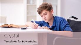  Presentation with school - PPT layouts consisting of disabled-kid-preparing-for-school background and a soft green colored foreground
