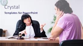  Presentation with litigation - Audience pleasing slide deck consisting of disabled man consulting judge for damages litigation backdrop and a sky blue colored foreground