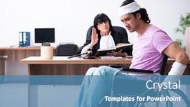  Presentation with litigation - Audience pleasing presentation consisting of disabled-man-consulting-judge backdrop and a teal colored foreground