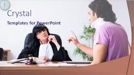  Presentation with litigation - Theme having disabled-man-consulting-judge background and a sky blue colored foreground