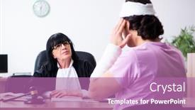  Presentation with litigation - Theme featuring disabled-man-consulting-judge background and a coral colored foreground