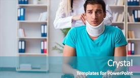  Presentation with business diversity wheel chair - Slide set with disabled man in wheel chair background and a  colored foreground