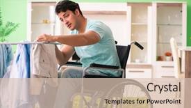  Presentation with design disabled kids - Amazing slide set having disabled man on wheelchair doing backdrop and a lemonade colored foreground