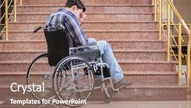  Presentation with wheelchair - Cool new slide deck with disabled man on wheelchair having backdrop and a coral colored foreground